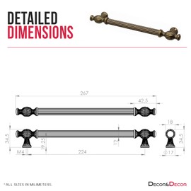 Decoranddecor Verna Traditional T-bar Antique Style Cabinet Pulls Drawer Handles Zinc (224mm Hole Center, Antique Brass)