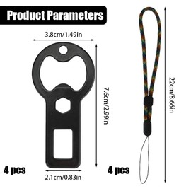 4pcs Portable Bottle Opener, IBEQUEM 3-in-1 Seat Belt Alarm Silencer with Lanyard, Compact and Fun Key Ring, Great Gift for Outdoorsmen, Bartending, Good Friends (Black)