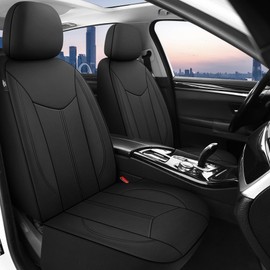 CAROMOP Neoprene Car Seat Cover 2 Front Seats, Waterproof Seat Covers for Cars, Universal Fit for Most Car Interior Covers-Sedan Truck SUV(Black)