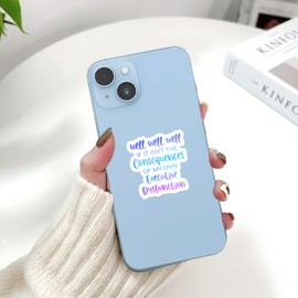 (3pcs) Funny Adhd sticker Stickers, Consequences of My Own Executive Dysfunction Stickers, Decal Bookish Stickers For Laptops Phone Water Bottles Helmets, Funny Kindle Stickers, Adhd Gifts (Size 3")