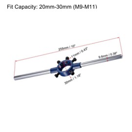 MACHSWON Round Die Stock Handle Wrench Set,3/8-24 UNF Threading Die and 30mm Die Holder (Fits: 20mm-30mm OD Die / M9-M11 Thread Die) Adjustable for Bolt Thread Repair