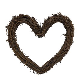 Natural Grapevine DIY Craft Heart Wreath Twig Wreath Vines Wreath for Rustic Summer Fall Christmas Wreath Door Garland Home Wedding Party Decoration Gift Wall Hanging Decor Wreaths Supplies (12inch)