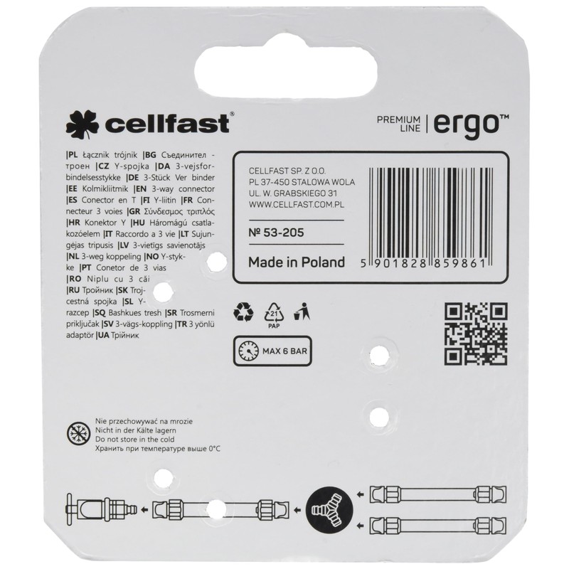 Cellfast Cell 5901828859861 Hose Connector Hose, Black, 3 x 3