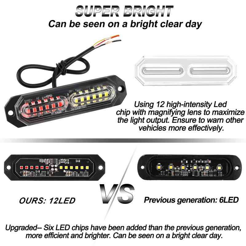 ASPL 8pcs Sync Feature Ultra Slim 12-LED Surface Mount Flashing