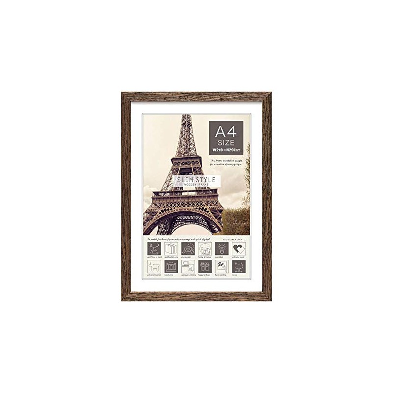 yu-pawa- Slim Style Frame Slim Style Wood Frame A4 Paper