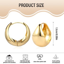 1 Piece Gold Hoop Earrings Small Earrings for Women Chunky Small Hoop Earrings 14K Gold Chunky Cartilage Hoop Earrings Mini Hoop Earrings Small Hoop Earrings Lightweight Wide Earrings for Girls