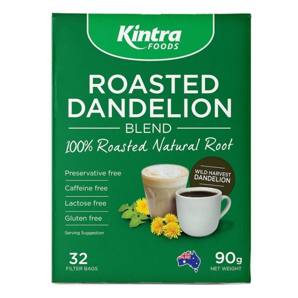 Kintra Foods Roasted Root Herbal Blend of Dandelion and Chicory GF 32 Filter Bags