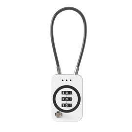 UP Security 3 Digit Combination Padlock with Cable, Luggage, Backpack Zipper Locks, Small Padlock with Code, Travel Safe Combo Cable Pad Lock for Suitcase, School Locker, Cabinet (Non-Luminous, White)