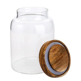 Bekith 2 Pack 42 FL OZ (1250ml) Glass Storage Jars with Wooden Lids, Glass Food Storage Container with Airtight Lid, Glass Pantry Canister for Beans, Rice, Sugar, Coffee and etc