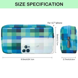 E-Tree Cute Small Makeup Bag,Cosmetic Bag,Make up Pouch for Purse,Toiletry Zipper Pouch,Checkered Bag,Tech Bag,Electronic Organizer Travel Case,Coin Purse,Period Bag,Storage Pouches for Organization