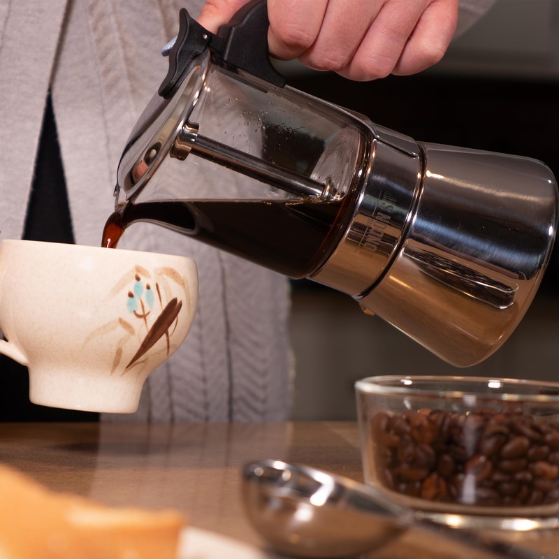 London Sip Glass and Stainless Steel Stovetop Espresso Maker Moka