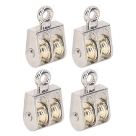 Double Swivel Climbing Pulley Pulley Wheel Double Pulley Rope Pulley Zinc Alloy Load Capacity 220.5 lbs (100 kg) for Construction Work Cargo Transportation Approx. 36x22x13.5mm 4pcs