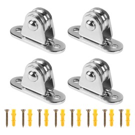 SWAWIS Pack of 4 Pulleys for Ropes, Metal Pulley Small with Ball Bearings, Rope Pulley with Mounting Screws for Awnings, Wave Shade, Greenhouse, Clothesline (61 x 21 mm)