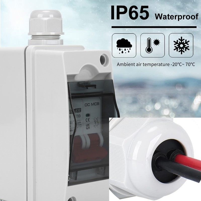 DC Circuit Breaker 2P 50A Miniature Isolator Switch IP65 Waterproof