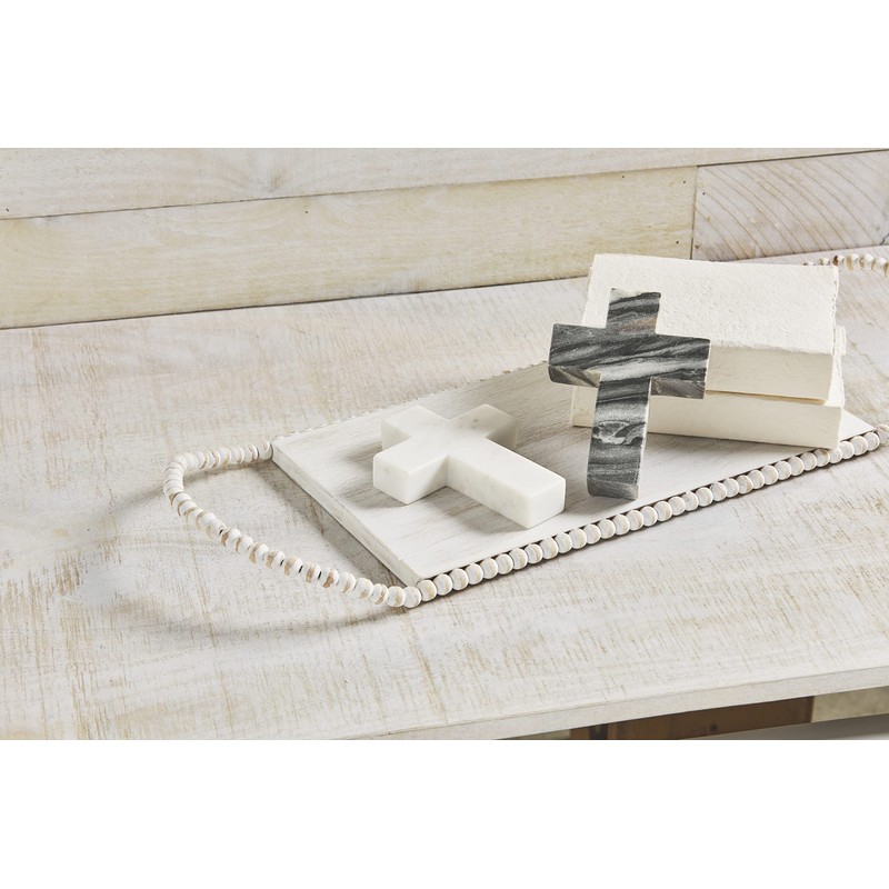 Mud Pie Marble Cross, White, 6" x 4.5", 1 Count
