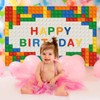 WeBenison Building Block Birthday Backdrop - Happy Birthday Photography Background
