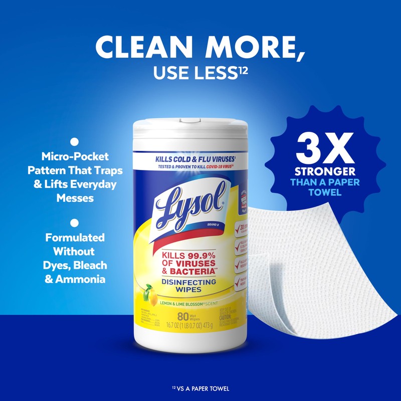 Lysol Disinfectant Wipes Bundle, Dorm Room Essentials, Multi-Surface Cleaning Wipes,