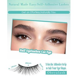 Mitad pestañas autoadhesivas de ojo de gato, pestañas postizas impermeables de 3/4 de esquina, 5 pares de pestañas postizas de aspecto natural, no nec