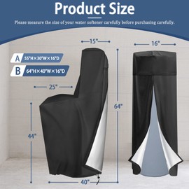 TORUTA Water Softener Cover 420D Waterproof Oxford Cloth Outdoor All Weather Protection 64" H x 40" W x 16" D - Black