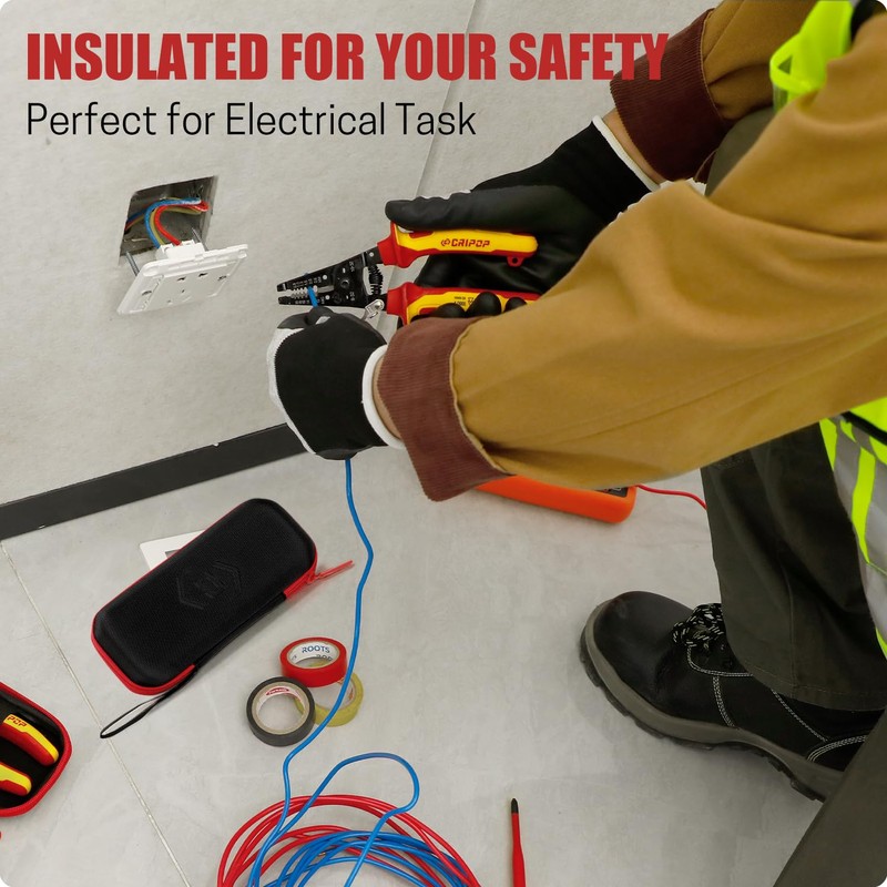 CRIPOP Insulated Wire Stripper and Cutter with Tool Storage Case,
