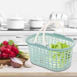 Ciieeo 3pcs Plastic Shopping Baskets Grocery Basket with Handles Retail Organizer Basket Mutilcolorded Shopping Basket for Supermarket Grocery Supplies Pink Blue Green