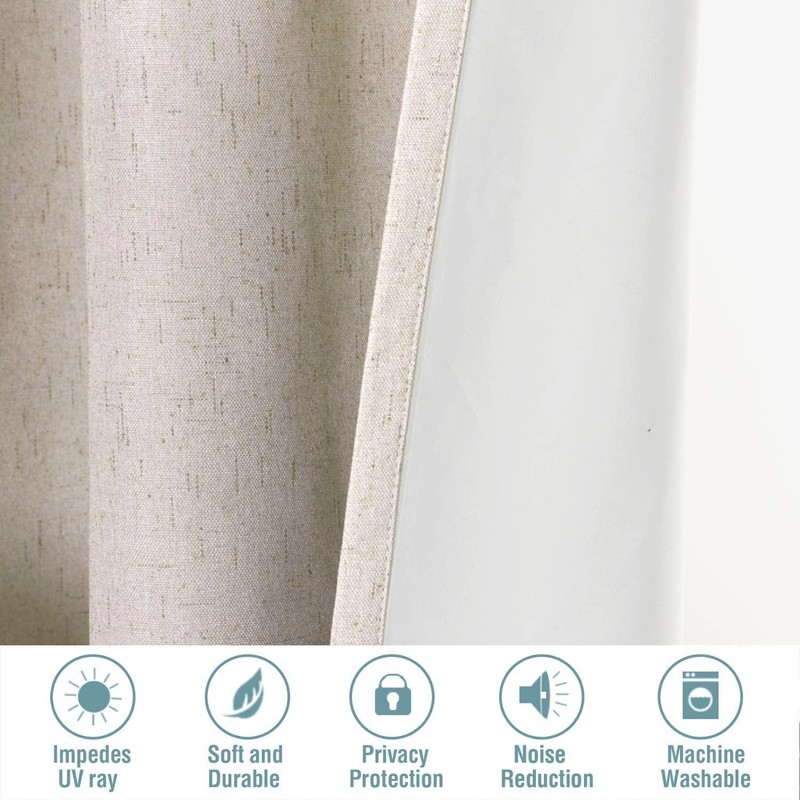H.VERSAILTEX Linen Blackout Curtains 54 Inches Long 100% Blackout Thermal
