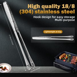 4Pcs 11-Inch Stainless Steel Korean BBQ Grill Tongs, Japanese Barbecue Tongs for Cooking, Portable Kitchenware for Home, Outdoor, Steak, Salad, Food