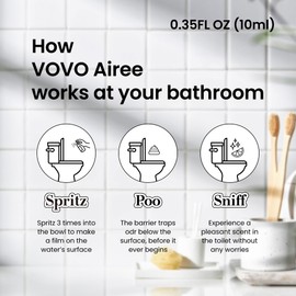 VOVO Airee Pre Toilet Spray, 5 Variety Pack 0.35 fl oz - Jasmine Blossom, Morning Coffee, Musk Wood Haven, Vanilla Citrus, Lemon & Lemongrass