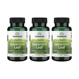 Swanson Spearmint Leaf (Mentha Spicata)-Full Spectrum Herbal Supplement Supporting Digestive Health & Mild Stomach Issues - (60 Capsules, 400mg Each) 3 Pack