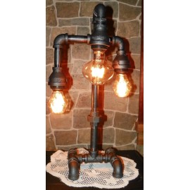 Mr. Willies Lighting Modern  Industrial Pipe Three Tier Lamp steampunk style with vintage bulbs