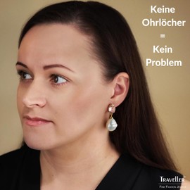 Traveller 114286 Clip-On Earrings Baroque Pearl Gold-Plated Crystals Pink, Crystal