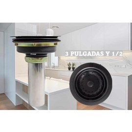 Genérico CONTRACANASTA Negra para Fregadero Estilo Moderno/Fabricada en Acero Inoxidable Alta Resistencia, 3¨1/2 Medida estandar en Fregaderos Adaptable a Cualquier céspol.