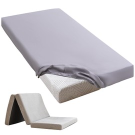 Cot Sheets 25" x 75" Small Single Sheet Fitted for Milliard Trifold Mattress Folding Mattress/RVs Bunk/Guest Beds/Army Cots/Travel Size Mattress, Ultra Soft & Breathable Bottom Sheet(Gray, Single,4")