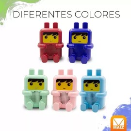 Maíz 3pzs Bocina Bluetooth Fm Recargable Luz Led Infantil Niños