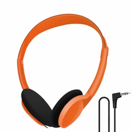 Eliamo 1 Pack Kids Headphones, School Headphones with 3.5mm Jack for Students Teen and Adults, Orange