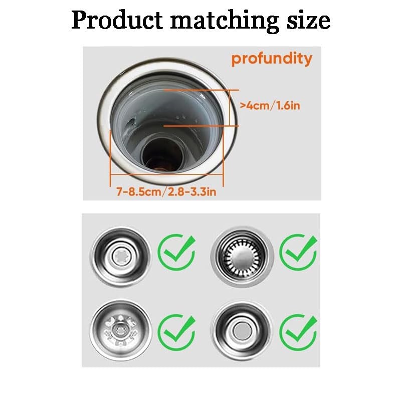 Kitchen Sink Drain Strainer，3in1 Stainless Steel Pop-Up Sink Strainer Stopper（2Pcs）