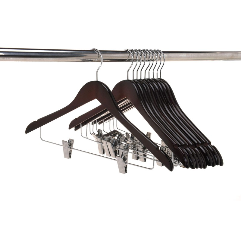 Quality Wooden Skirt Hangers with Clips Smooth Solid Wood Pants
