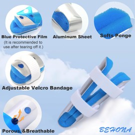 BEHONA Finger Splint, Aluminium Alloy Finger Support Brace Finger Stabilizer for Broken Fingers Straightening Arthritis Knuckle Immobilization (2, Blue, Medium)
