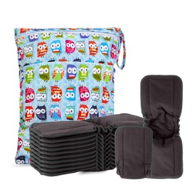 Damero Reusable 5 Layers 12 Pack Inserts, Cloth Diaper Inserts with an Extra Owl Storage Bag