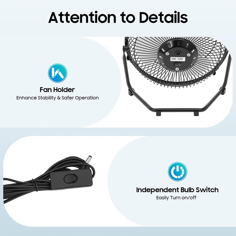 JUOPTGJ Solar Power Camping Fan with Lights, Solar Power Panel