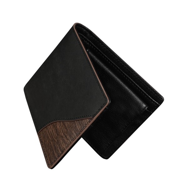 Pueblo Leather Men's Bi-Fold Wallet, Genuine Leather, Button Coin Purse,