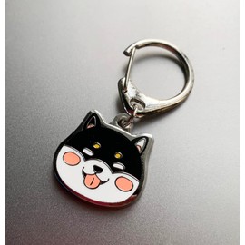 BT Bear Dog ID Tags,Metal Dogs Pendant Key-Ring Keychain Cute Puppy Pet ID Tags Keyring Keyfob Key Tags (Black Shiba Inu)