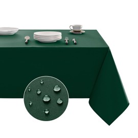 Veblandy - Mantel rectangular impermeable, a prueba de derrames, sin arrugas, lavable, decoración de mesa de cocina, comedor, tela para uso en interiores y exteriores, 60 x 120 pulgadas, verde cazador