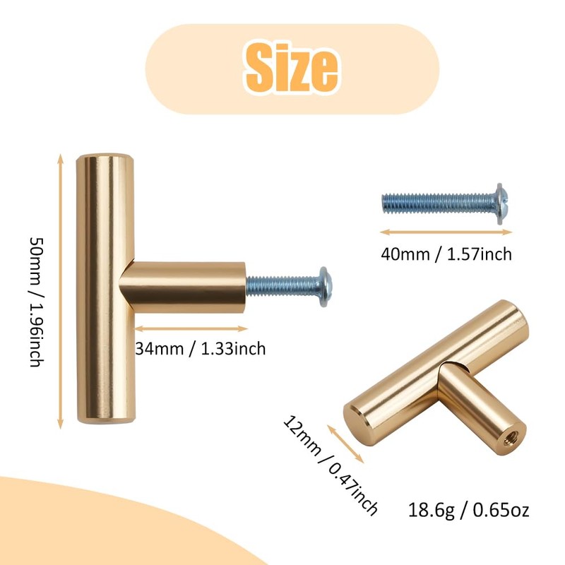 XINGYATU 20 PCS T Bar Handle, Gold Cabinet Door Wardrobe