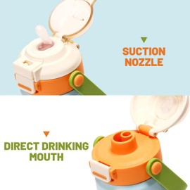 pluseight 350ml Kids Insulated Water Bottle with Straw Lid, BPA-FREE Double Wall Vacuum Tumbler 18/8 Stainless Steel Leak Proof Kids Cups with Straw for School Travel Boys Girls (Wathet)