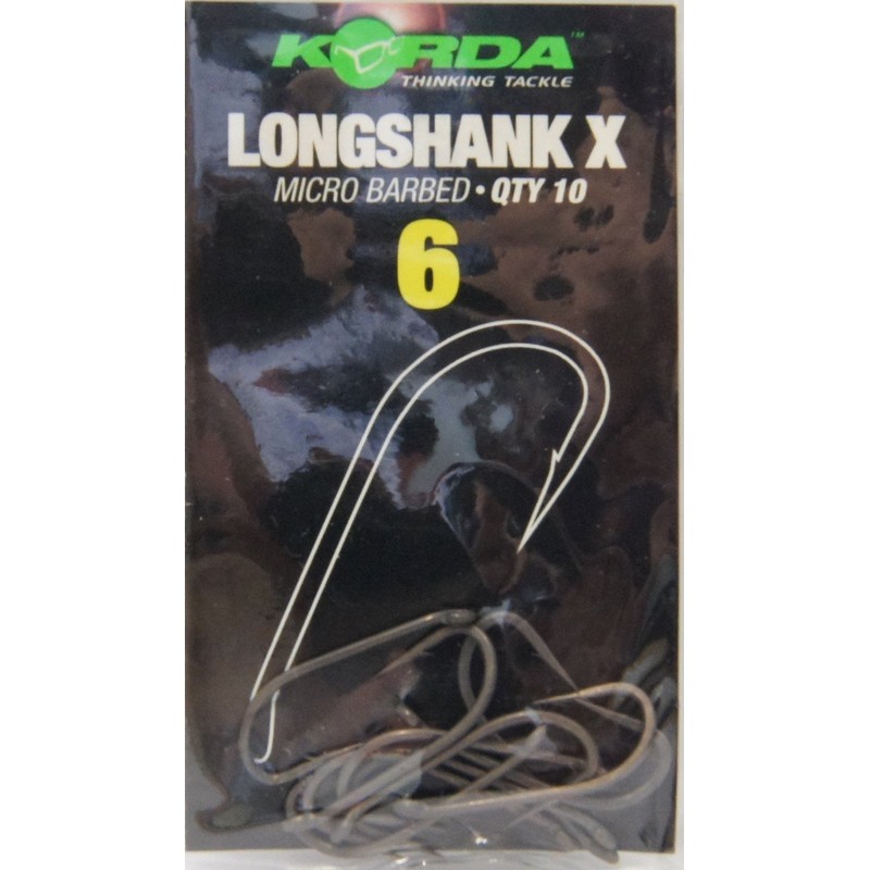 Korda Longshank X Carp Hooks, Size 10, Barbed, Long Shank