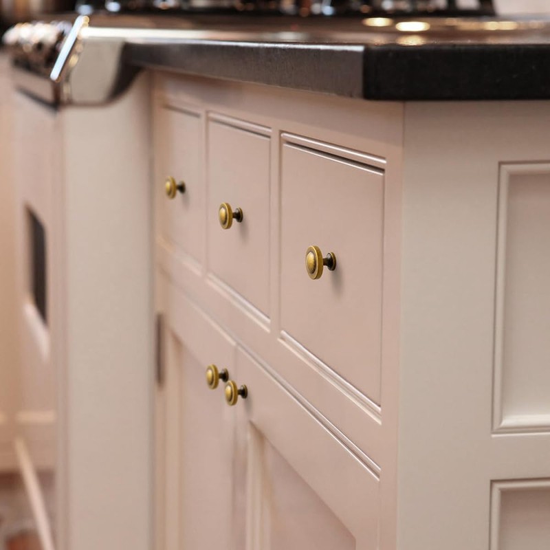 Goo-Ki 6 Pack Antique Brass Domed Cabinet Knobs with Vintage