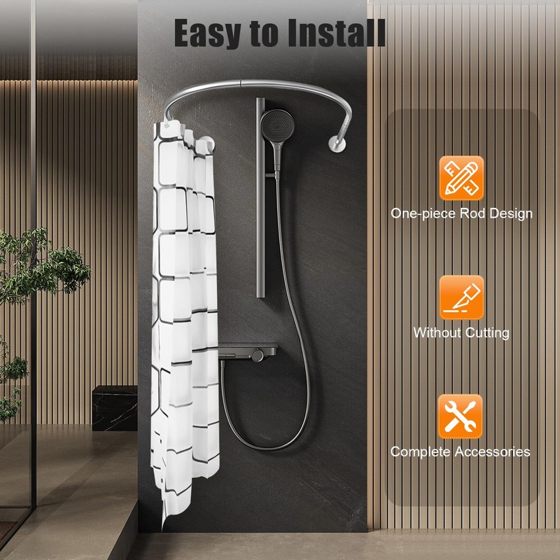 U Shaped Shower Curtain Rod Adjustable Stainless Steel U Shape