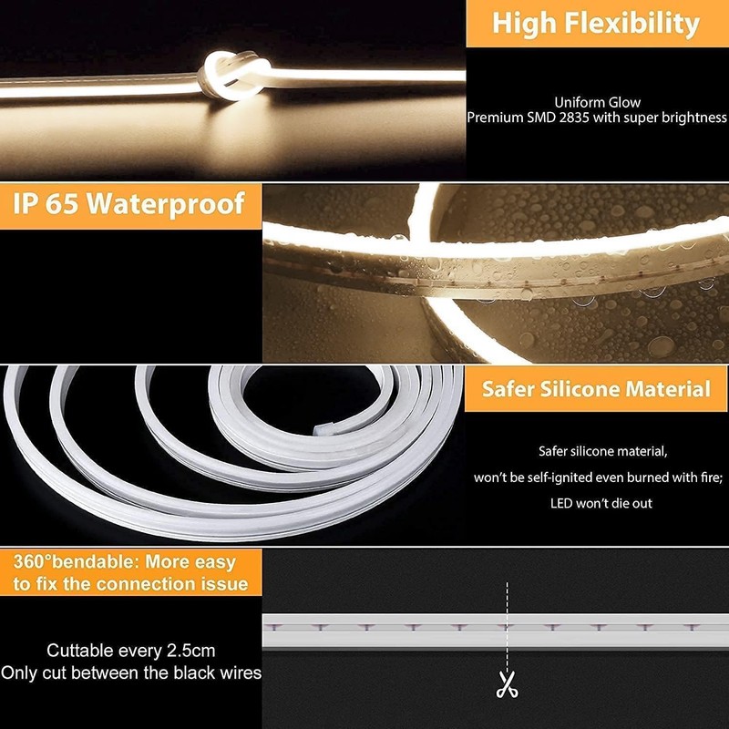 Lamomo LED Neon Lights, 12V Neutral White Dimmable LED Strip