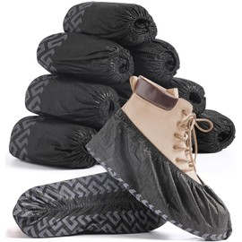 50 fundas desechables para zapatos antideslizantes, XL, se adapta a hombres de EE. UU. 9-13 / mujeres de EE. UU. 10-12, botines antideslizantes, impermeables, banda elástica, suela de silicona